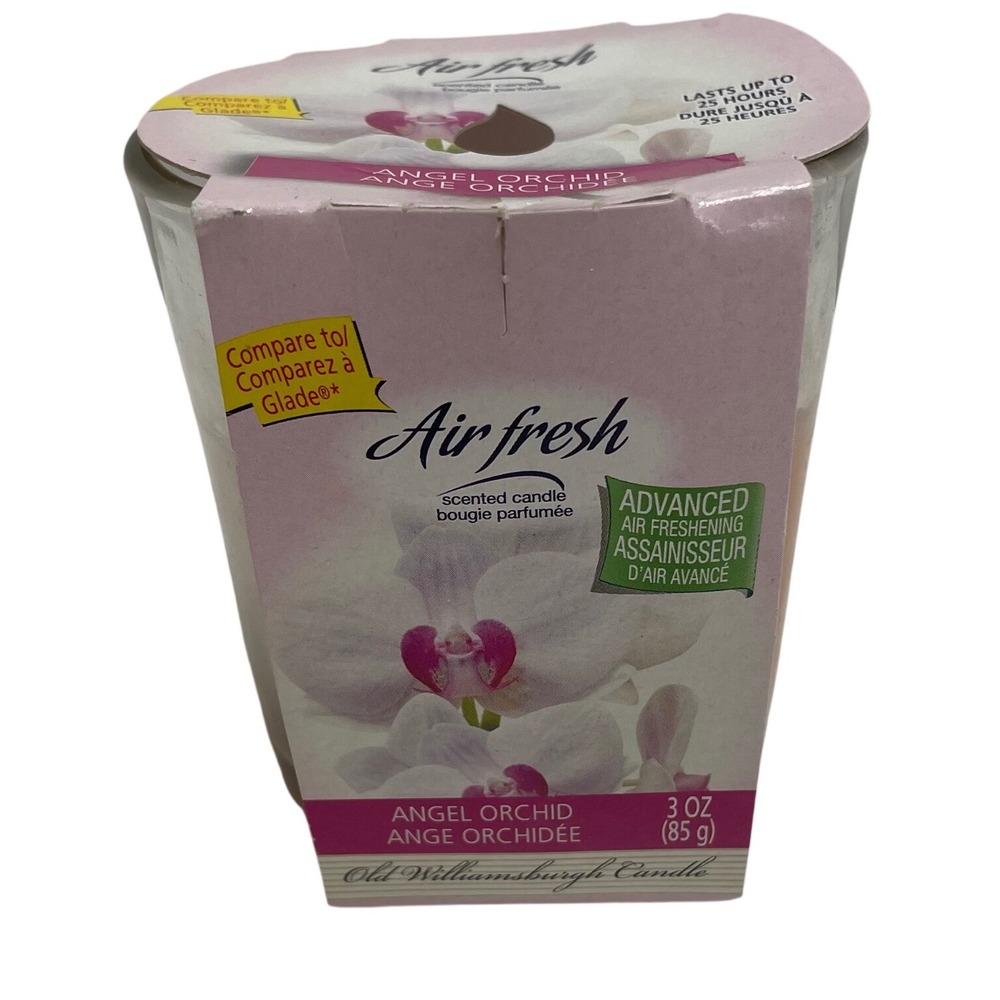 Discontinued Air Fresh Angel Orchid Scented Candle‎ 3oz Glass Jar 25hr Burn Rare
